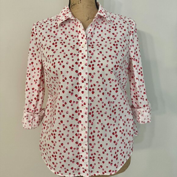 Boden Classic Button-Up Shirt with Unique Strawberry Print | Petite - Picture 4 of 7